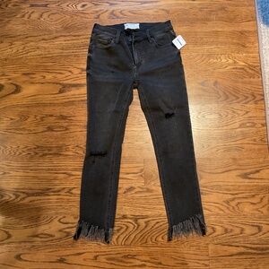 Free People Black Jeans with Fringed hem - 24 short
